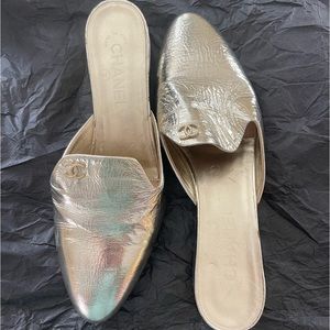 Gold Chanel flats
